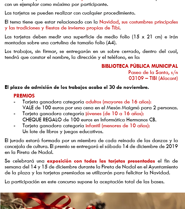 I Concurs de targetes de Nadal 2019